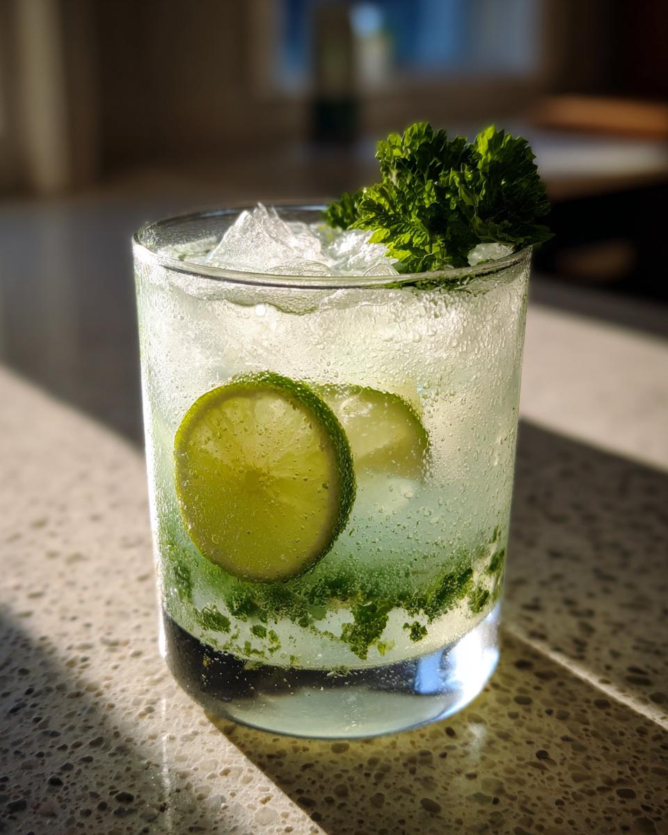 Close-up of a refreshing summer cocktail with lime slices, mint, and ice, perfect for 33 Easy Summer Cocktails.