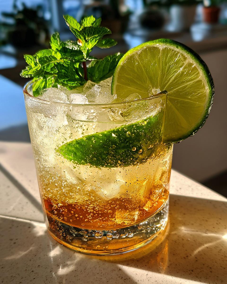 Close-up of a refreshing summer cocktail, garnished with lime and mint, perfect for 33 Easy Summer Cocktails.