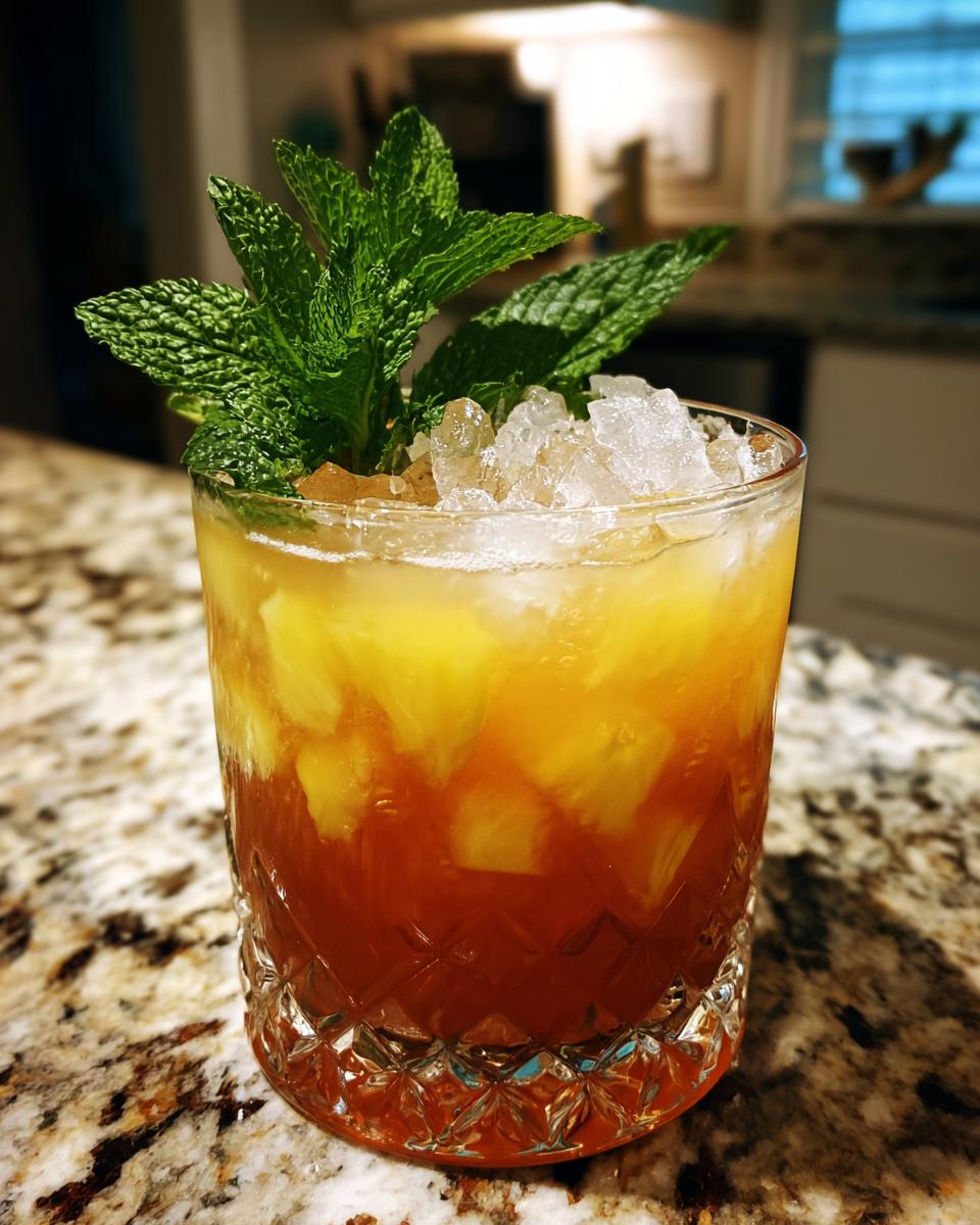 A colorful Summer Cocktail with ice and mint, perfect for Summer Cocktails That Anyone Can Mix Up at Home.