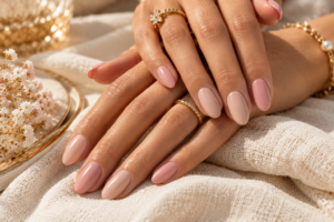 Soft pink and nude elegant manicure for women over 50