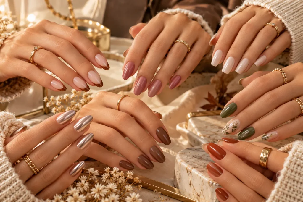 25 September nail ideas with caramel French tips dusty rose mocha and neutral manicures