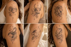 delicate zodiac constellation tattoos with stars and fine line details