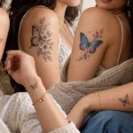 Delicate butterfly tattoo ideas for women featuring fine line floral and colorful designs