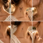 delicate neck tattoo ideas for women with flowers butterflies moons and fine line designs