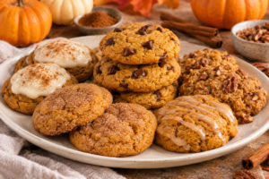 Soft homemade pumpkin spice cookies with cinnamon and warm fall spices