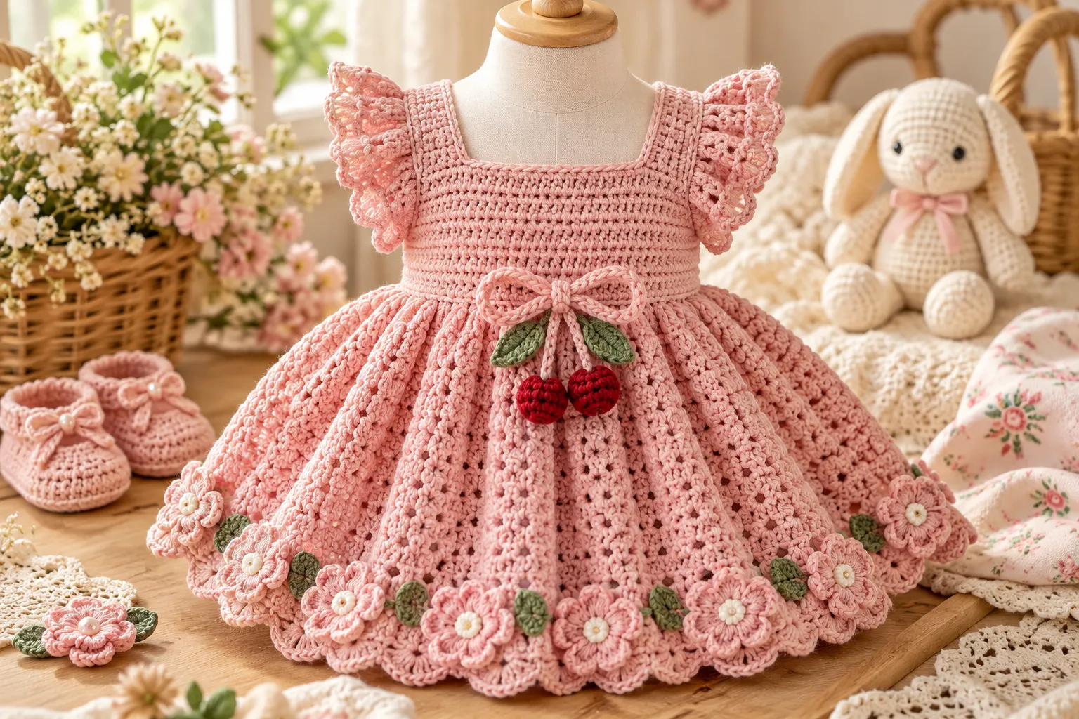 Pink Crochet Baby Dress