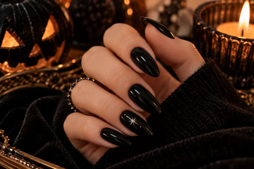 Classic Black Halloween Nails