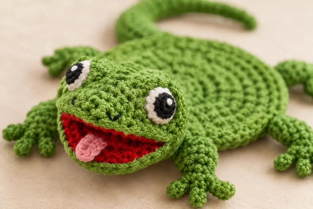 Crochet Lizard Face Detail