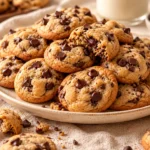 Mini chocolate chip cookie bites with golden edges, soft centers, and rich chocolate chips.