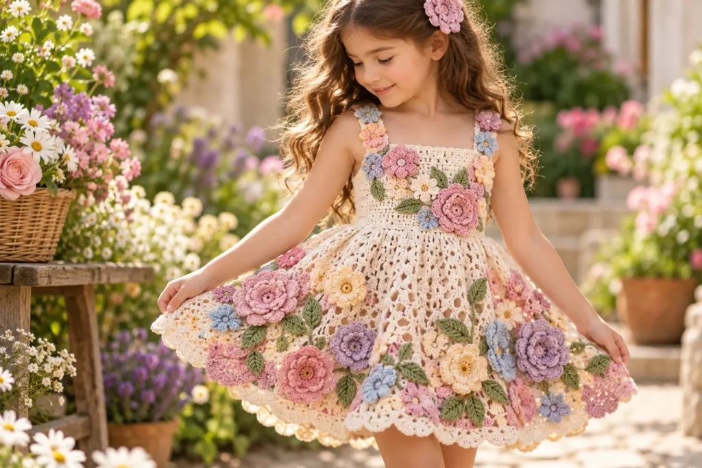 Pastel Crochet Flower Dress