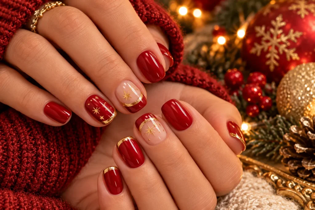 Classic Red Short Christmas Nails