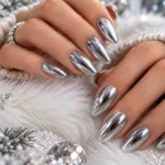 Icy Blue Chrome Nails