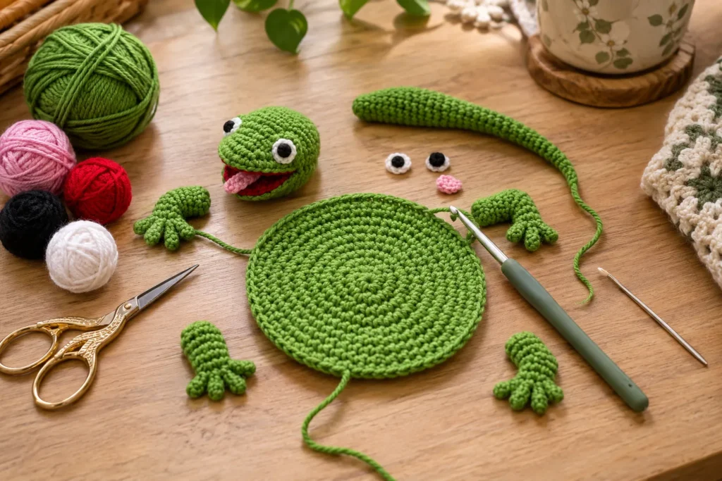 Crochet Lizard Coaster in Progress