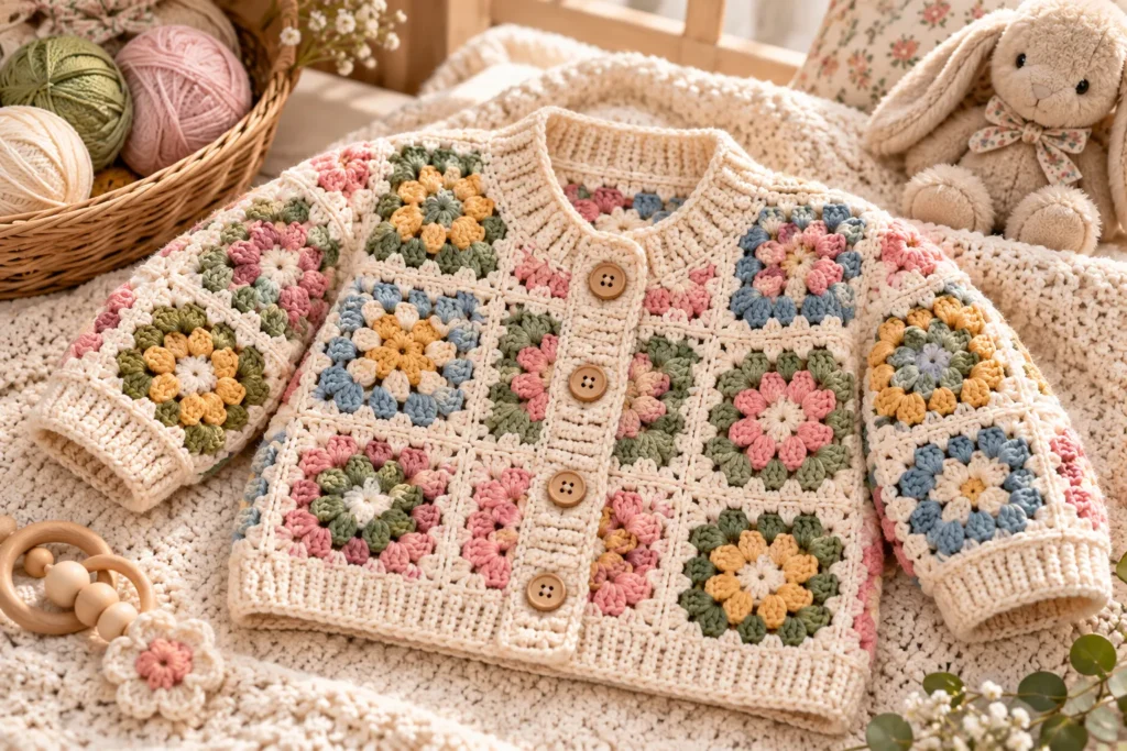 Granny Square Baby Cardigan