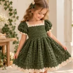 Green Crochet Girl Dress