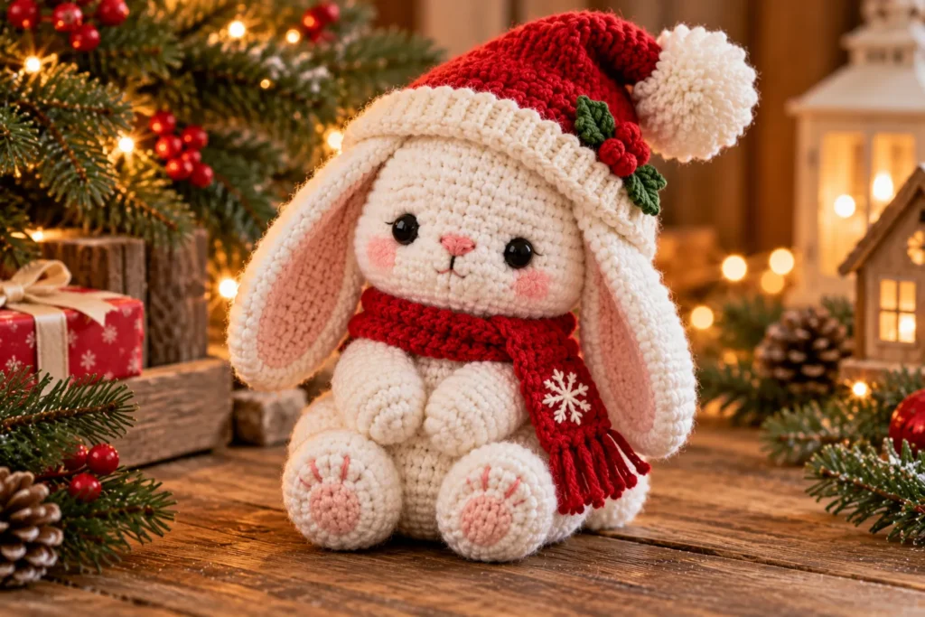 Finished Chubby Christmas Bunny