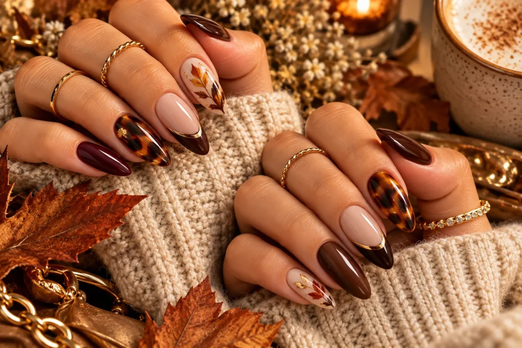 Tortoiseshell & Autumn French Tips
