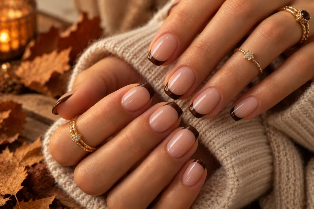 Chocolate Brown French Tips
