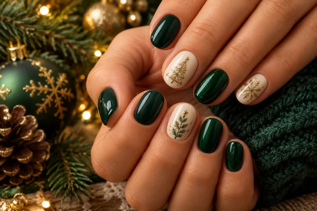 Short Green Christmas Nails