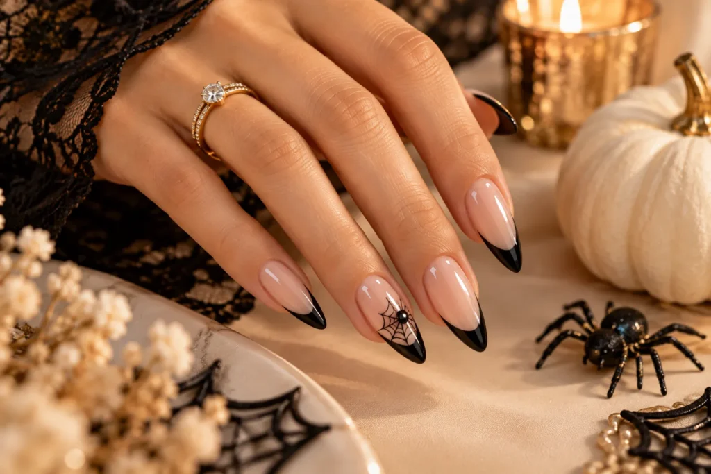 Black French Tip Halloween Nails
