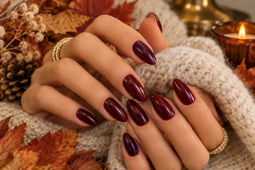 Burgundy October Nails