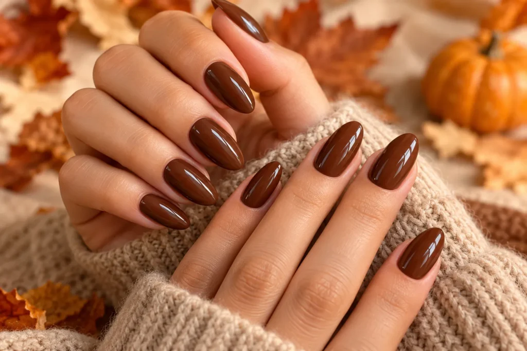 Chocolate Brown Thanksgiving Nails