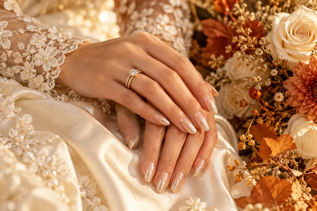 Classic Nude Fall Wedding Nails