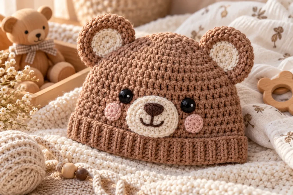 Crochet Baby Bear HatCrochet Baby Bear Hat