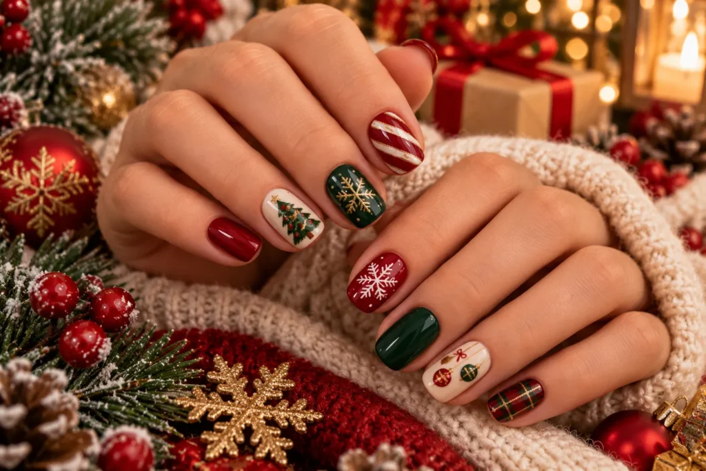 Minimalist Christmas Tree Nails