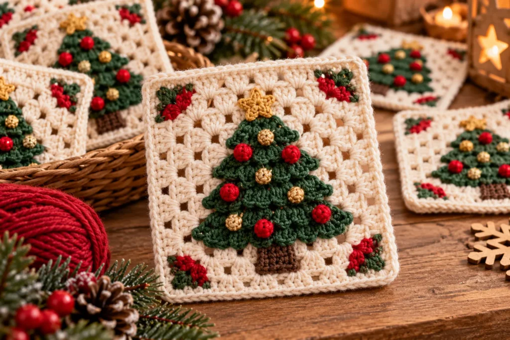 Finished Christmas Tree Granny Square