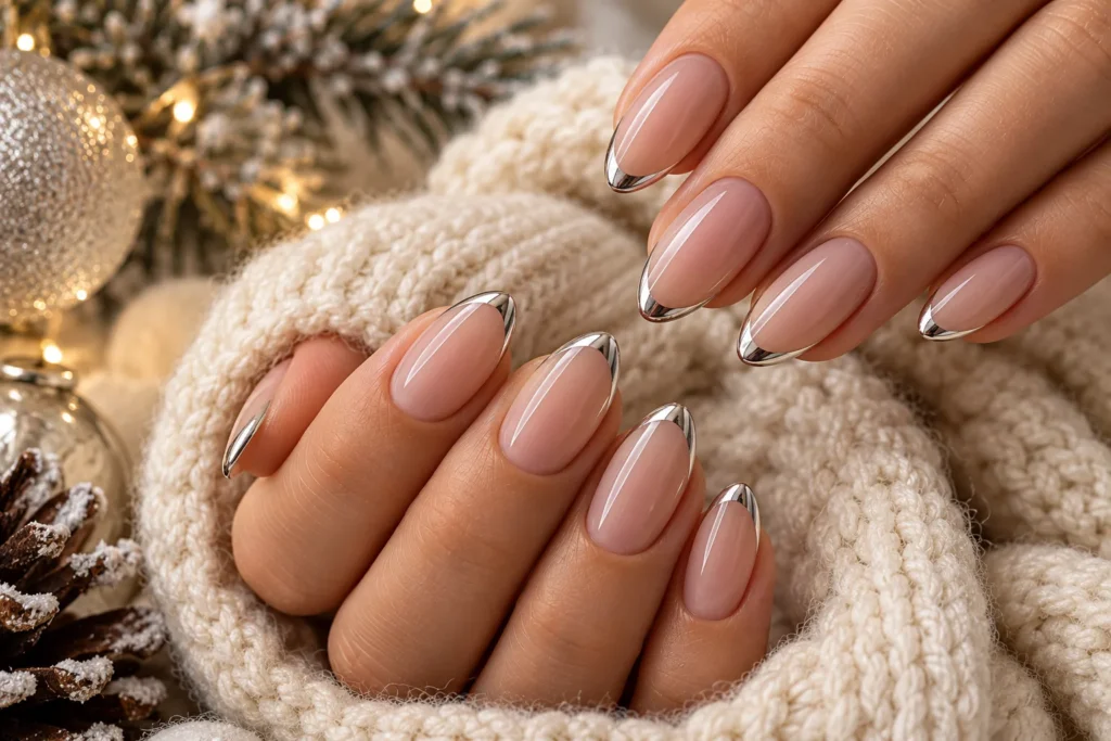 Pearl Chrome Winter Nails