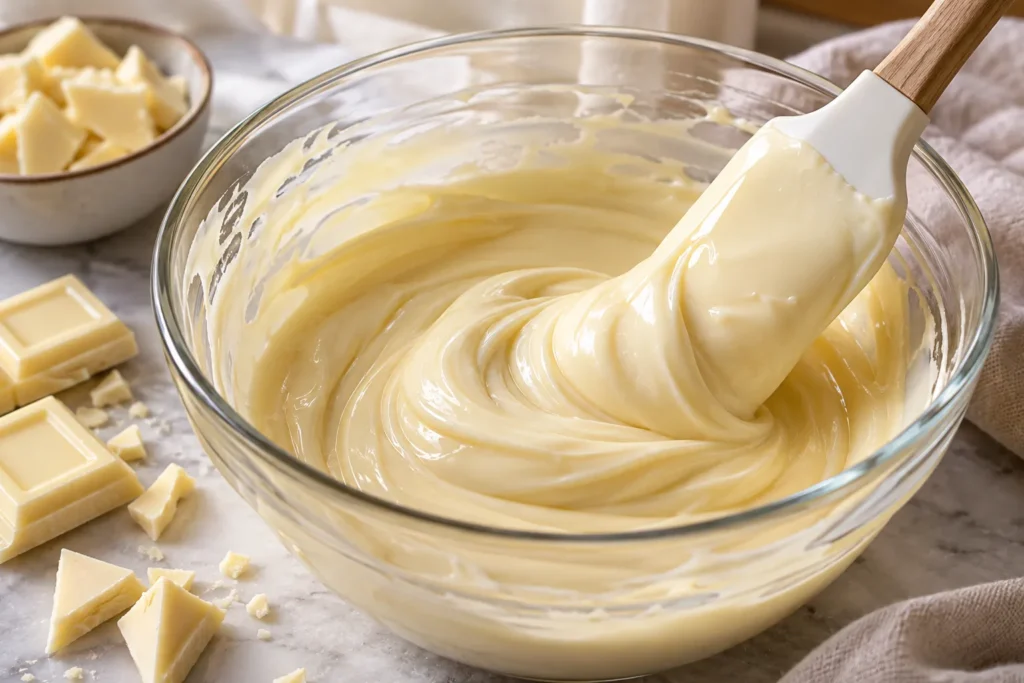 Ingredients for white chocolate pistachio truffles, including white chocolate, cream, butter, vanilla, and pistachios.