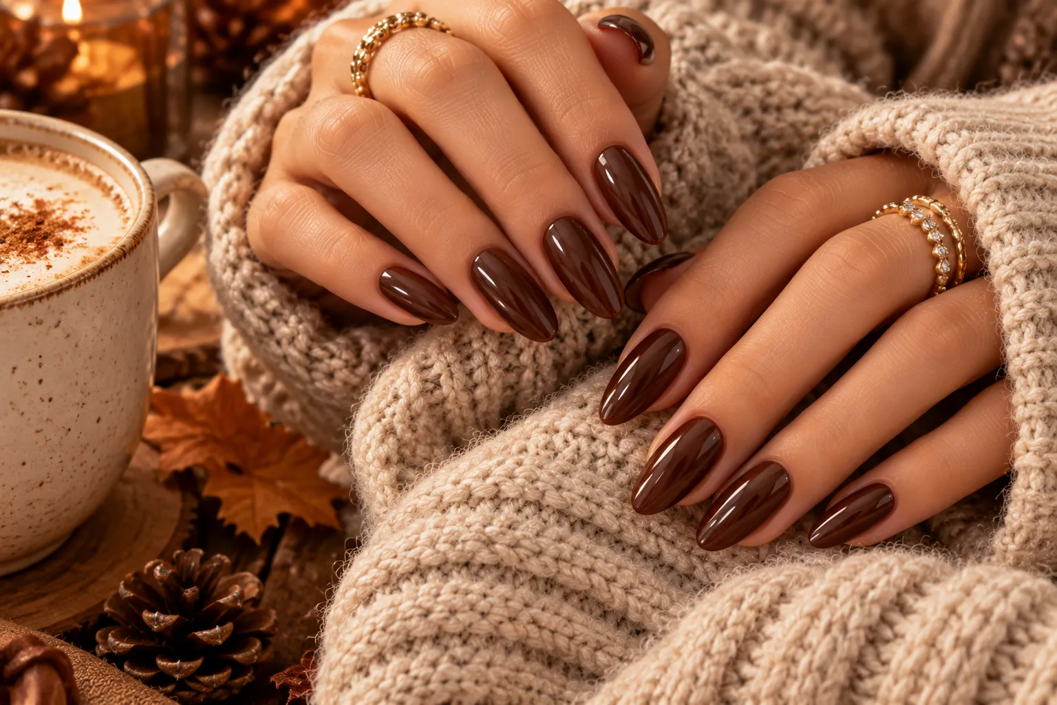 Chocolate Brown Fall Nails