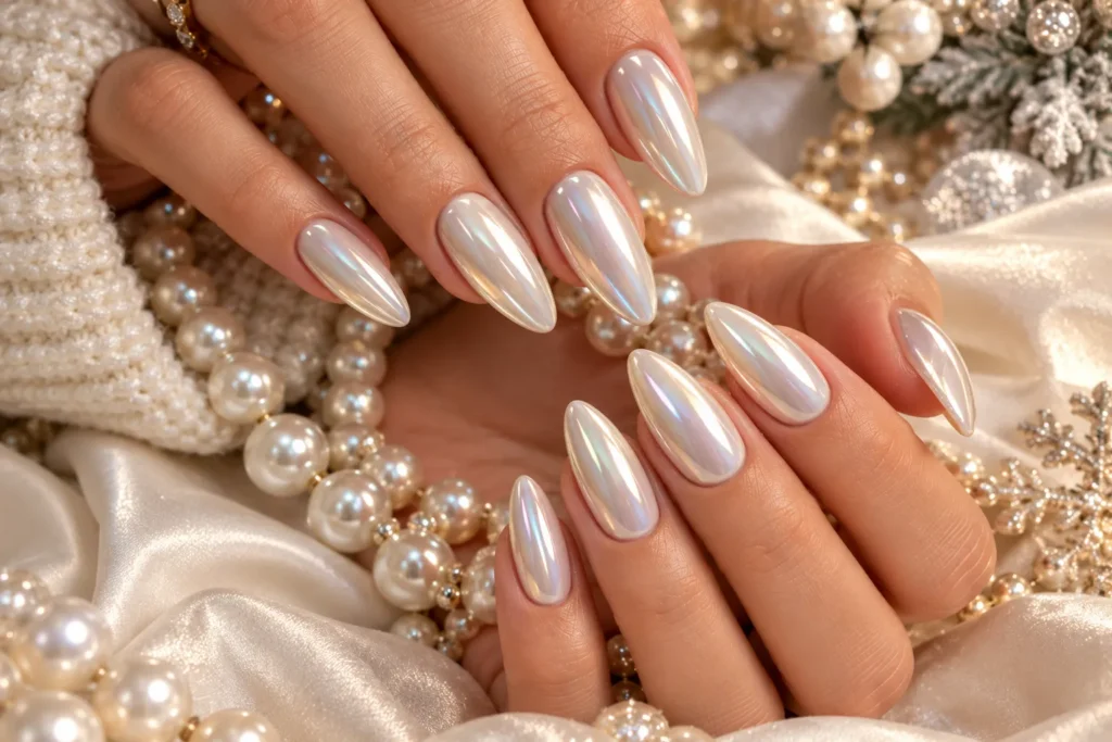 Icy White Chrome Nails